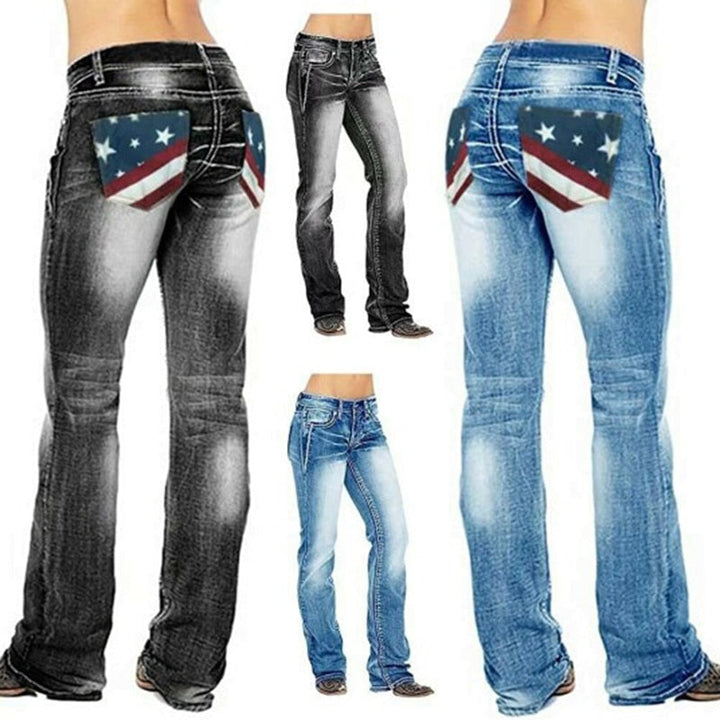 Dames Bootcut Jeans met Vlag Details – Madison