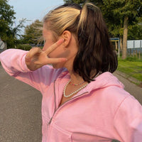 Trendy figuurlijke dames cropped zip-up hoodie met capuchon - Alina