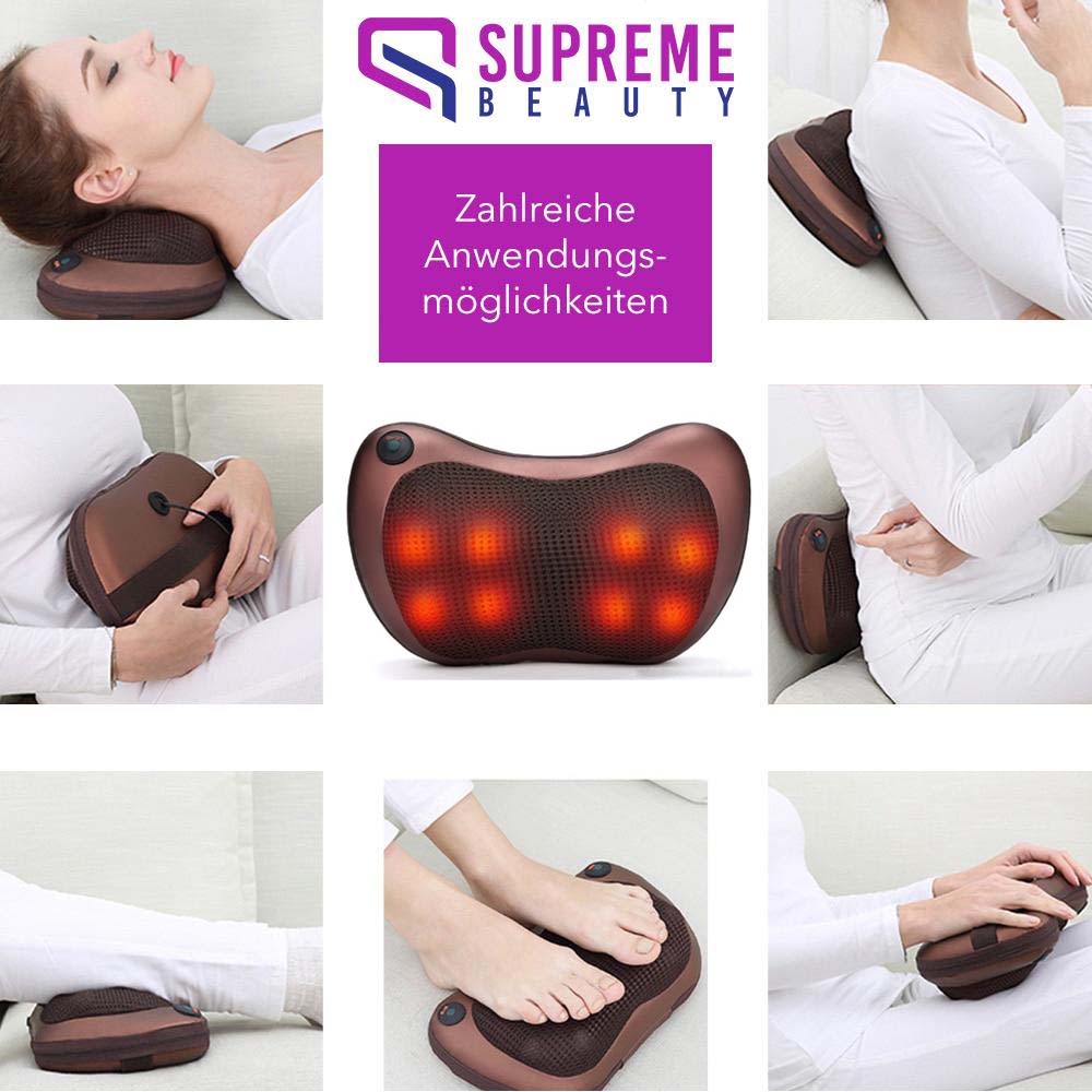 Draagbaar Massagekussen met Diepe Shiatsu Massage - ThermoRelax Pro