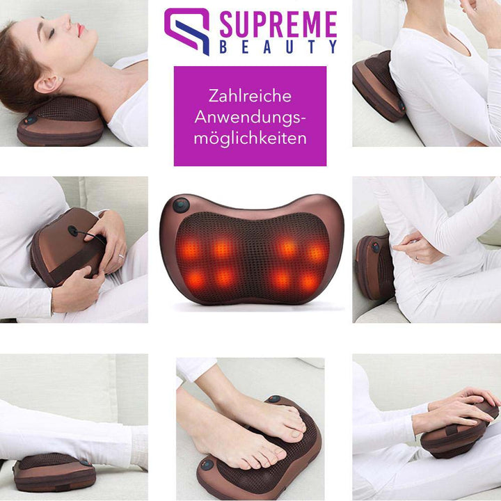 Draagbaar Massagekussen met Diepe Shiatsu Massage - ThermoRelax Pro
