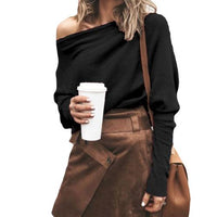 Trendy Gebreide Off-Shoulder Damestrui - Sophie