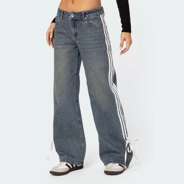 Wijde Jeans met Strepen en Veters - Mila
