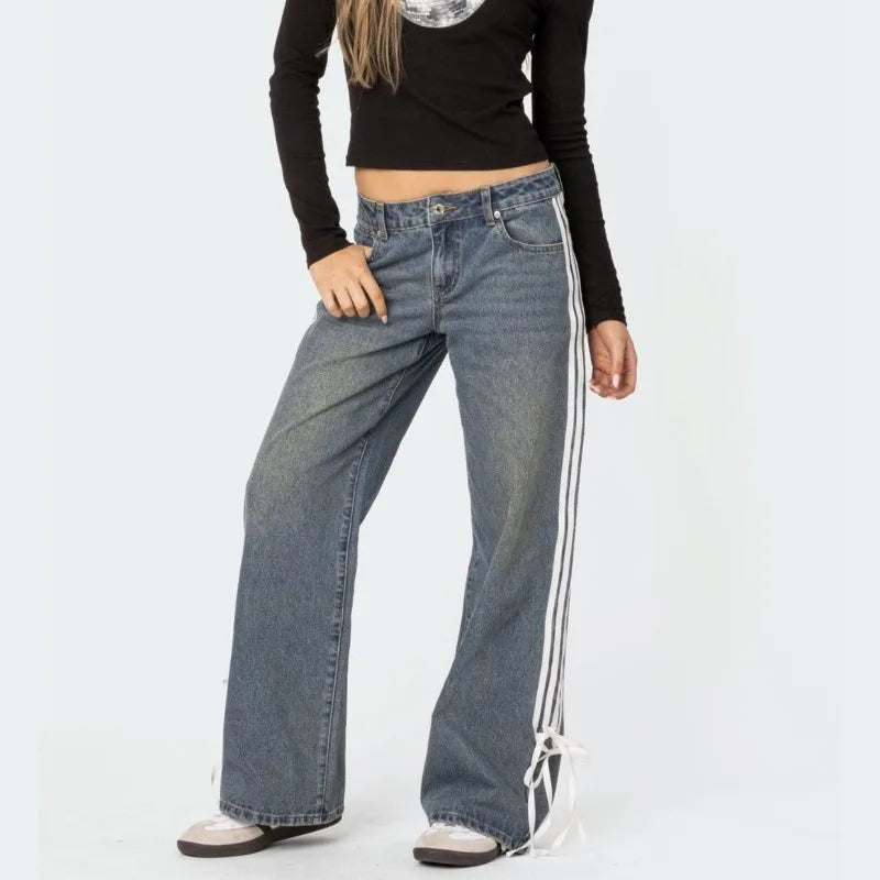Wijde Jeans met Strepen en Veters - Mila
