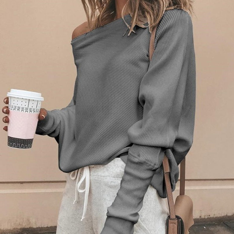 Trendy Gebreide Off-Shoulder Damestrui - Sophie