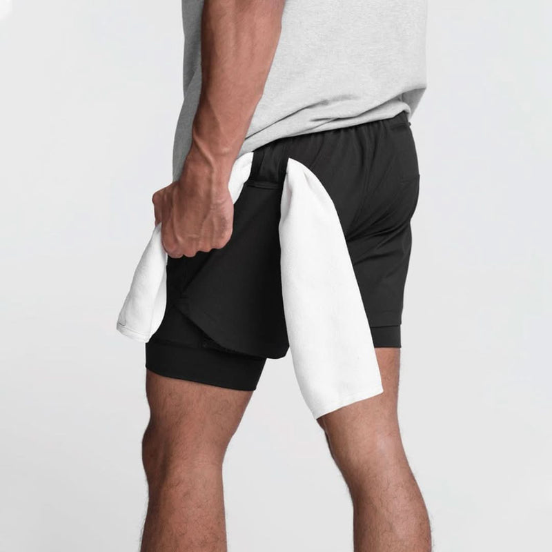 2-in-1 Ademende Heren Sportshorts met Binnenshorts - Noah