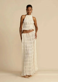 Tweedelige zomeroutfit voor dames met een Boho-rok en een schoudervrije top – Alina