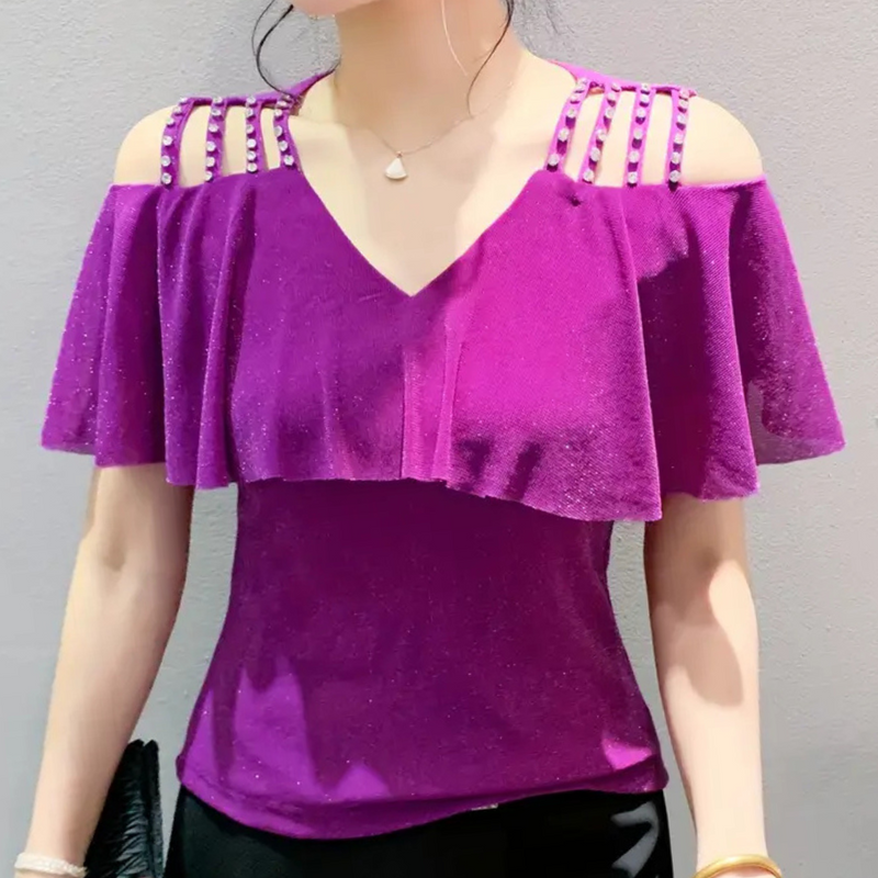 Modieuze V-Hals Blouse voor Dames - Elvira