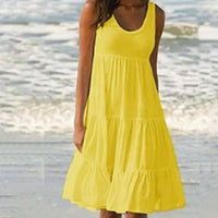 Trendy mouwloze mini jurk met ronde hals - Amelie