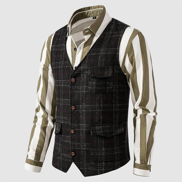 Vintage Heren Gilet met Ruitpatroon – Henri