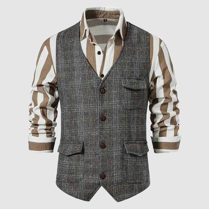 Vintage Heren Gilet met Ruitpatroon – Henri