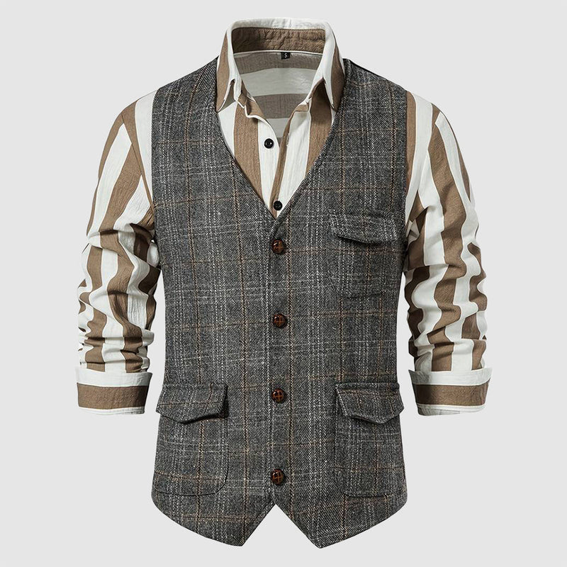 Vintage Heren Gilet met Ruitpatroon – Henri