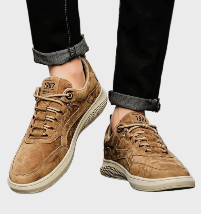 Luxe Leren Sneakers met Vetersluiting - Victor