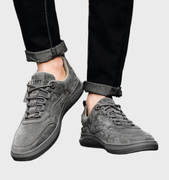 Luxe Leren Sneakers met Vetersluiting - Victor