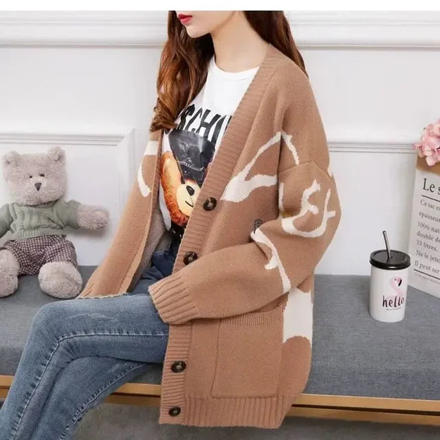 Gebreide Cardigan met Speelse Print en Knoopsluiting - Nova
