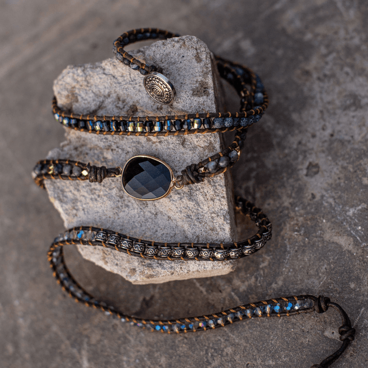 Onyx Maanlicht Beschermende Wikkelarmband - Lunara