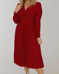 Rode Midi-Jurk met Hoge Taille - Selena