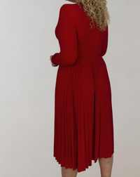 Rode Midi-Jurk met Hoge Taille - Selena