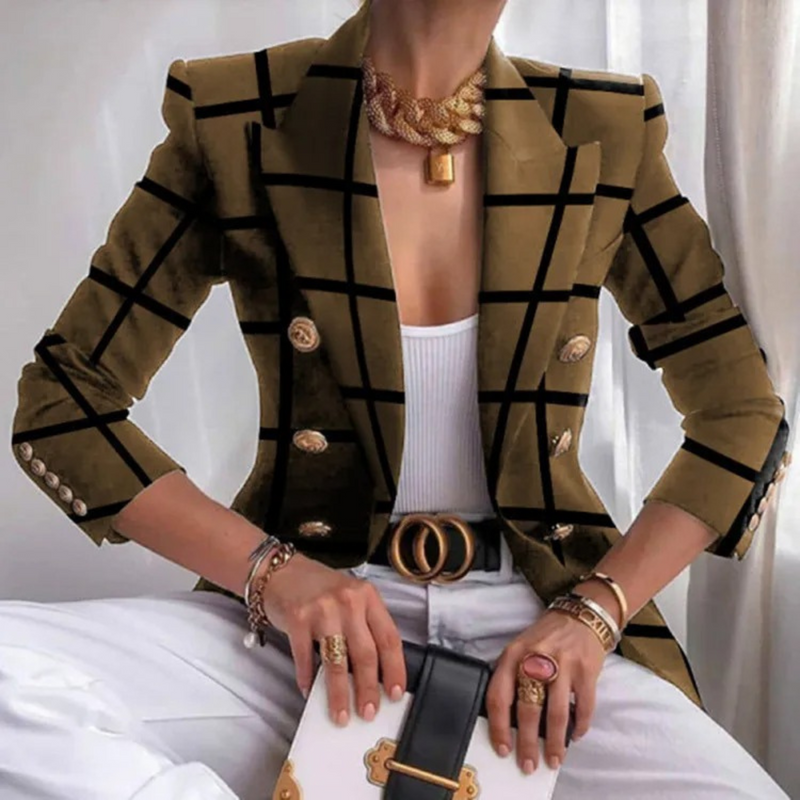 Dubbelrijige Dames Blazer met Revers - Eleganza