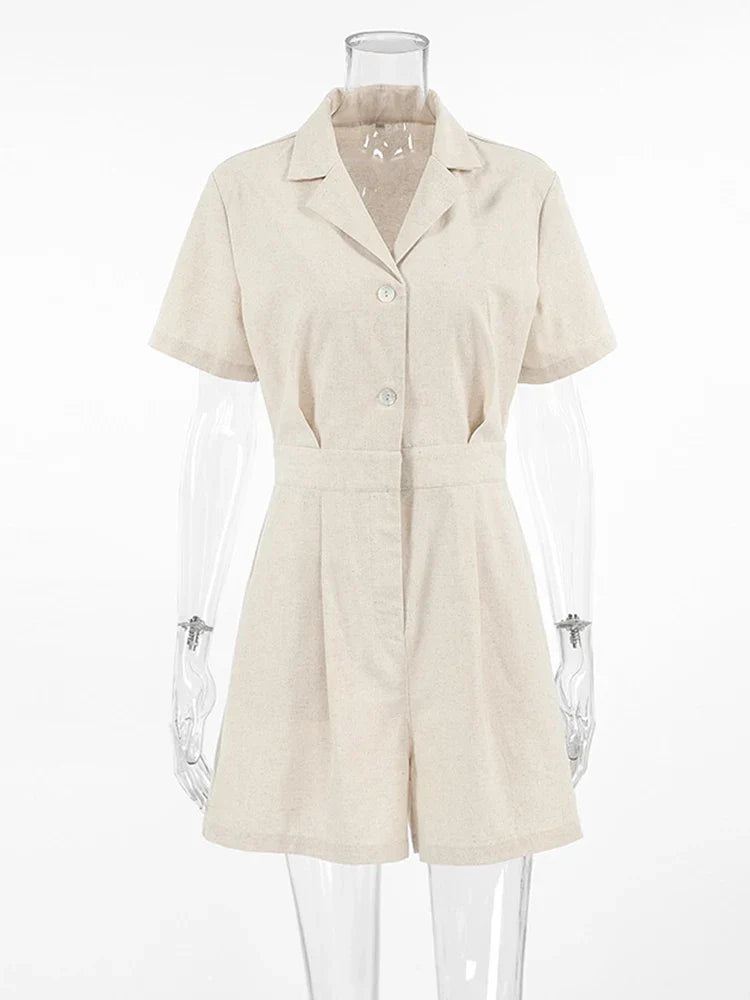 Linnen Zomerjumpsuit met Korte Mouwen – Maelis