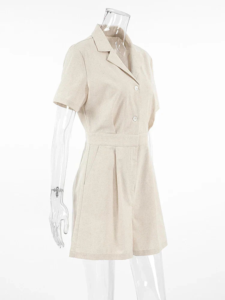 Linnen Zomerjumpsuit met Korte Mouwen – Maelis