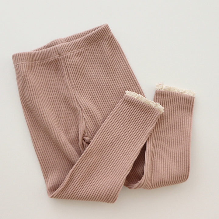 Geribde Baby Legging Met Kant Voor Meisjes