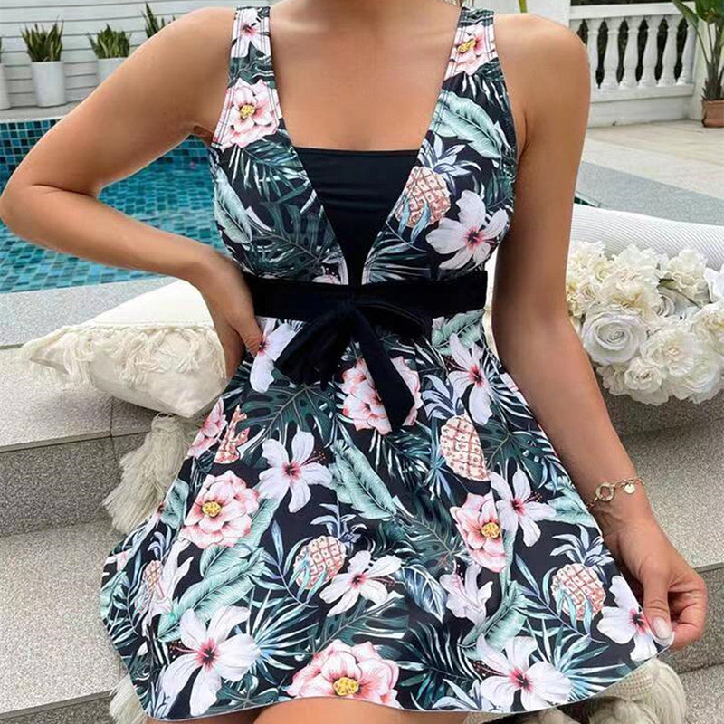 Trendy Tankini met Print en Rokstijl Split – Zamira