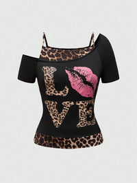 Trendy dames off-shoulder shirt met luipaardprint - Zaria