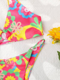 Zestaw bikini z różowym kwiatowym nadrukiem – Liliane