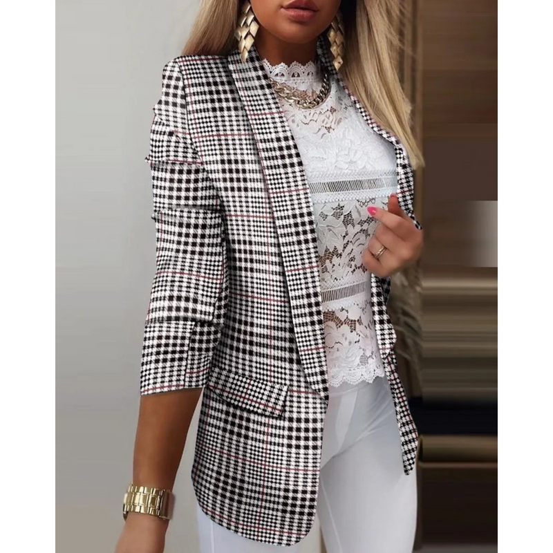 Damesblazer met Omslagkraag en Print - Bella
