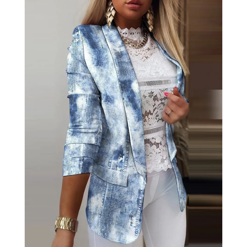Damesblazer met Omslagkraag en Print - Bella