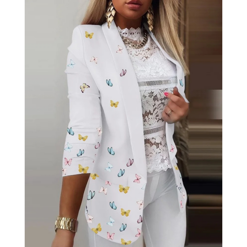 Damesblazer met Omslagkraag en Print - Bella