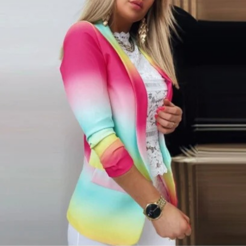 Damesblazer met Omslagkraag en Print - Bella