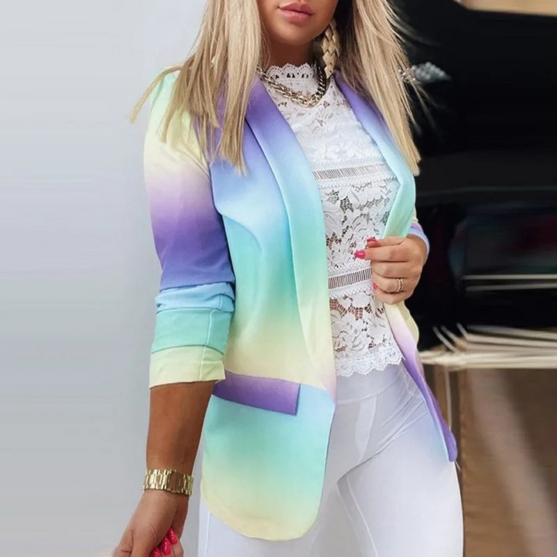 Damesblazer met Omslagkraag en Print - Bella