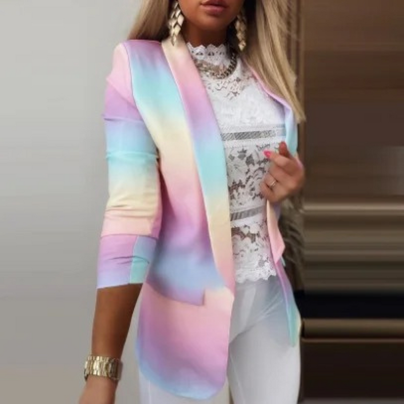 Damesblazer met Omslagkraag en Print - Bella