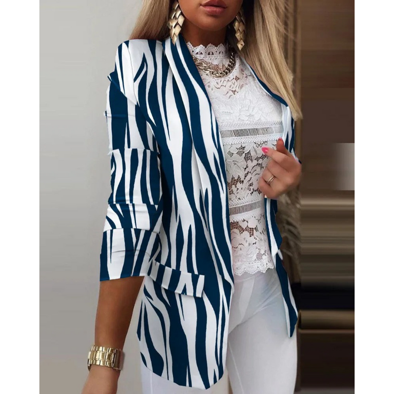Damesblazer met Omslagkraag en Print - Bella