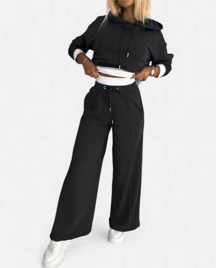 Tweekleurige Hoodie Set met Wijde Pijpen - Isabelle