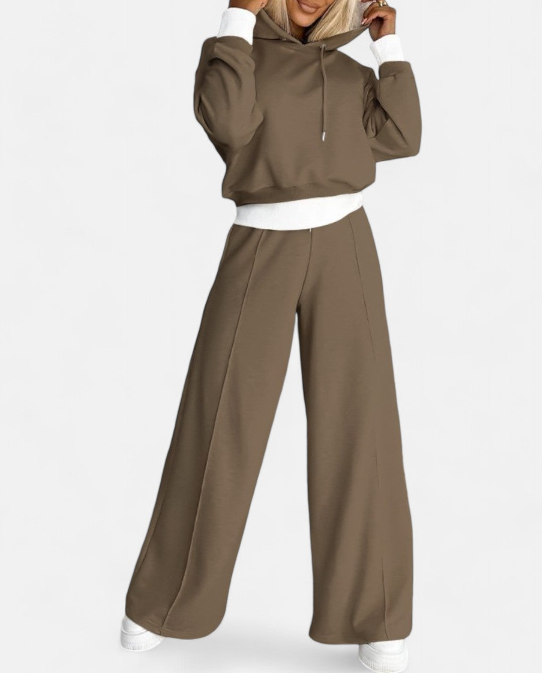 Tweekleurige Hoodie Set met Wijde Pijpen - Isabelle