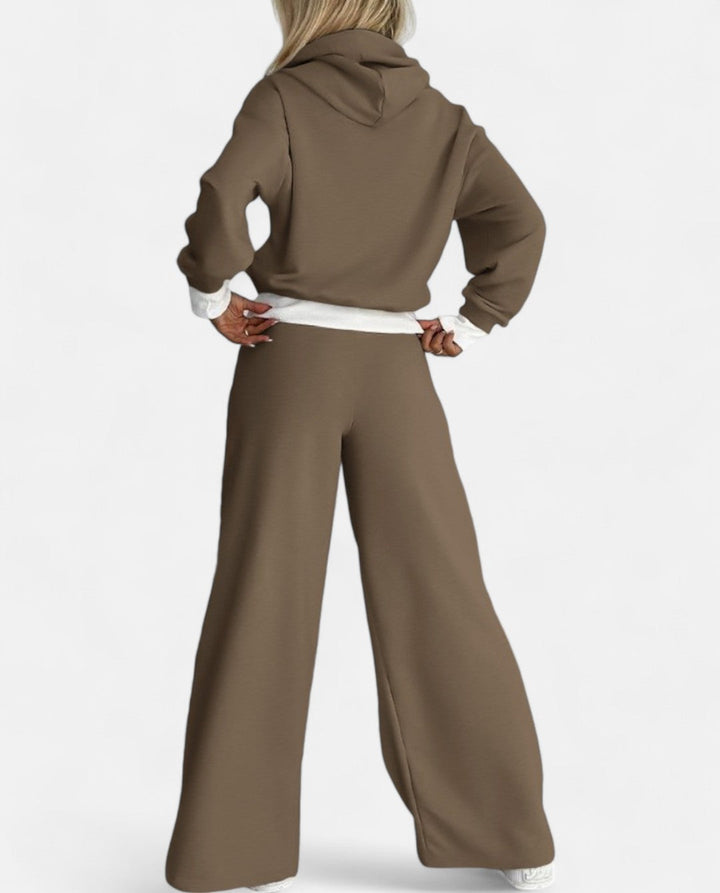 Tweekleurige Hoodie Set met Wijde Pijpen - Isabelle