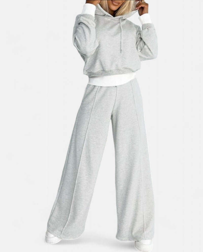 Tweekleurige Hoodie Set met Wijde Pijpen - Isabelle