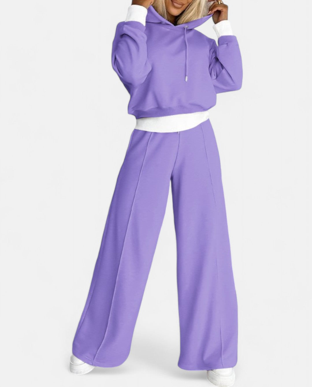 Tweekleurige Hoodie Set met Wijde Pijpen - Isabelle