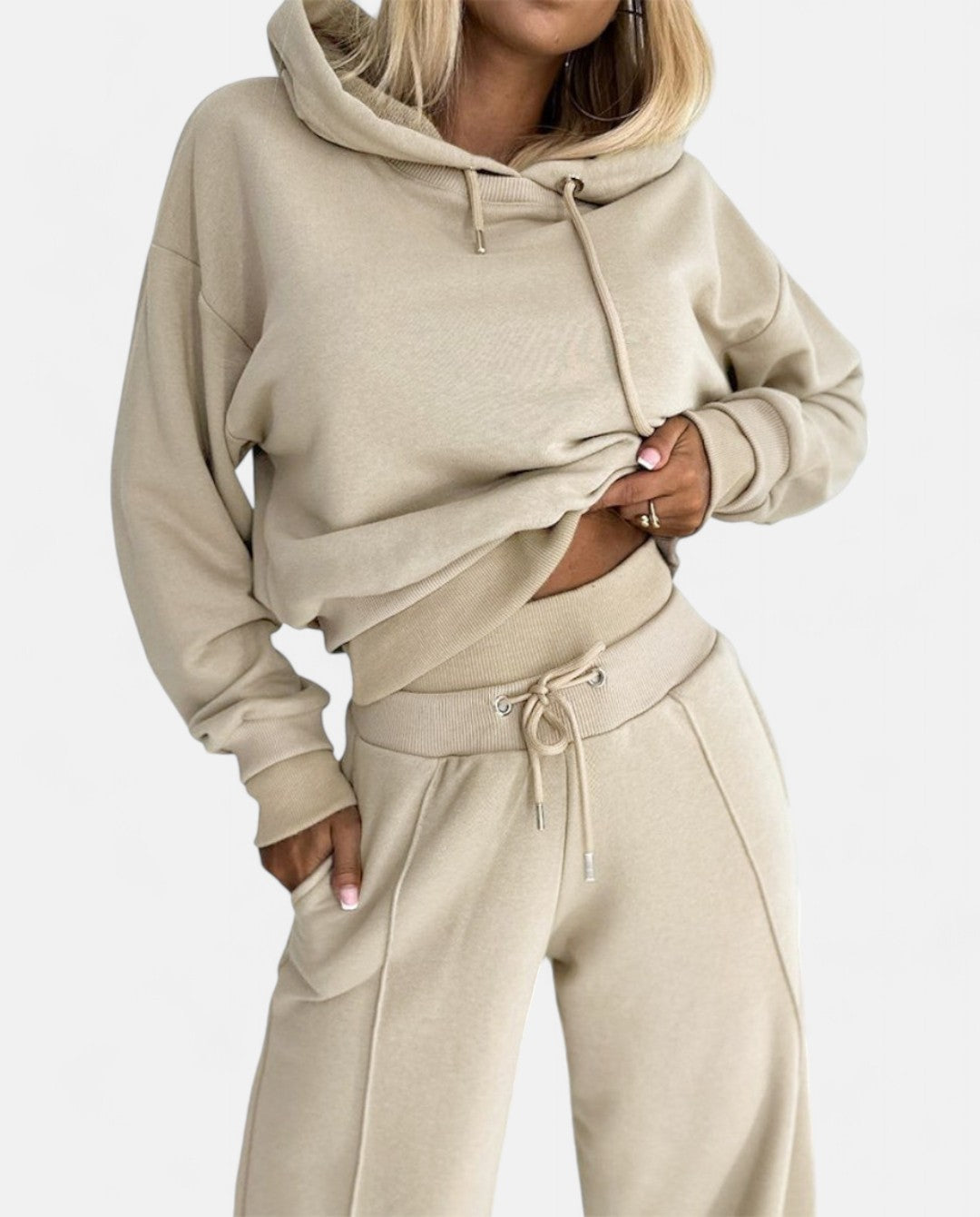 Tweekleurige Hoodie Set met Wijde Pijpen - Isabelle