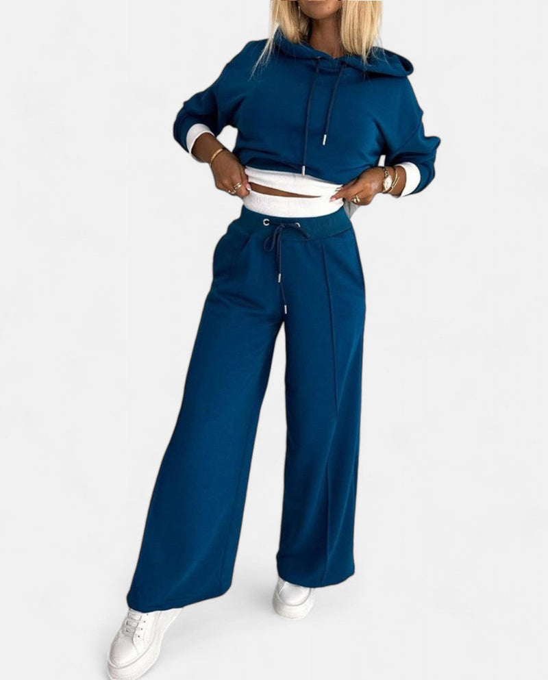 Tweekleurige Hoodie Set met Wijde Pijpen - Isabelle