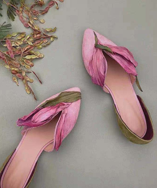 Handgemaakte kanten ballerina's met rozenbloemen - Odette