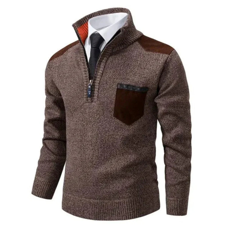 Heren trui met edge-zipper-hals en lange mouwen – Cedric