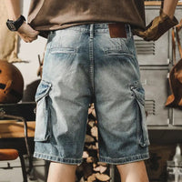 Heren Denim-Cargo-Bermuda in Retro Motorstijl – Ronex
