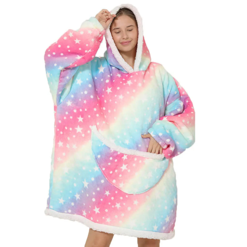 Oversized Fleece-deken met Capuchon & Zakken – SnugJoy