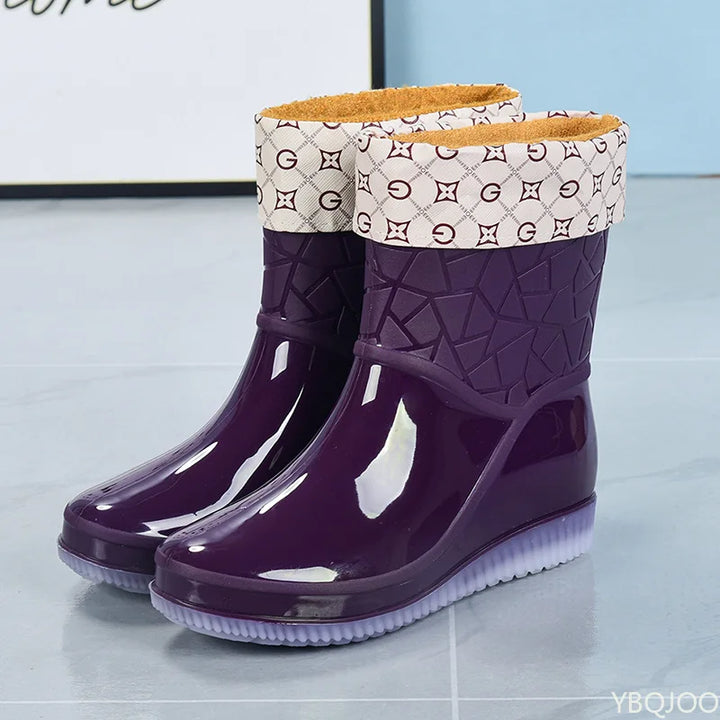 Halfhoge Dames Regenlaarzen waterdicht met patroon & antislipzool – Marvella