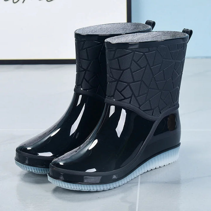 Halfhoge Dames Regenlaarzen waterdicht met patroon & antislipzool – Marvella