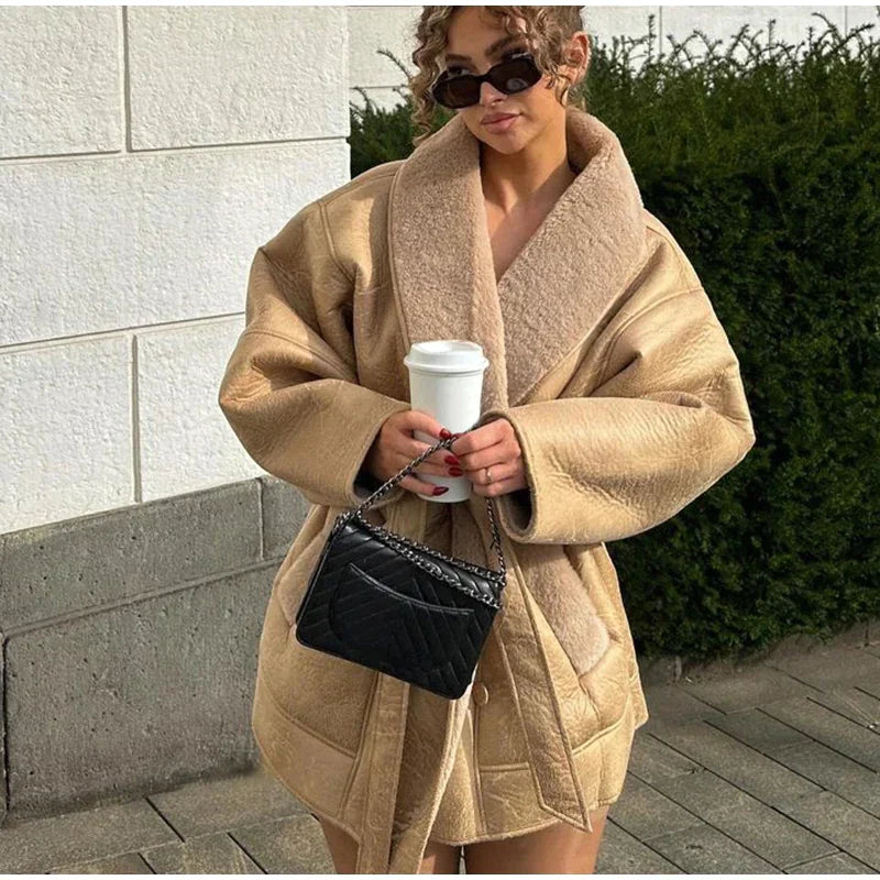 Luxe Winterjas van Leer en Bont - Mirabelle