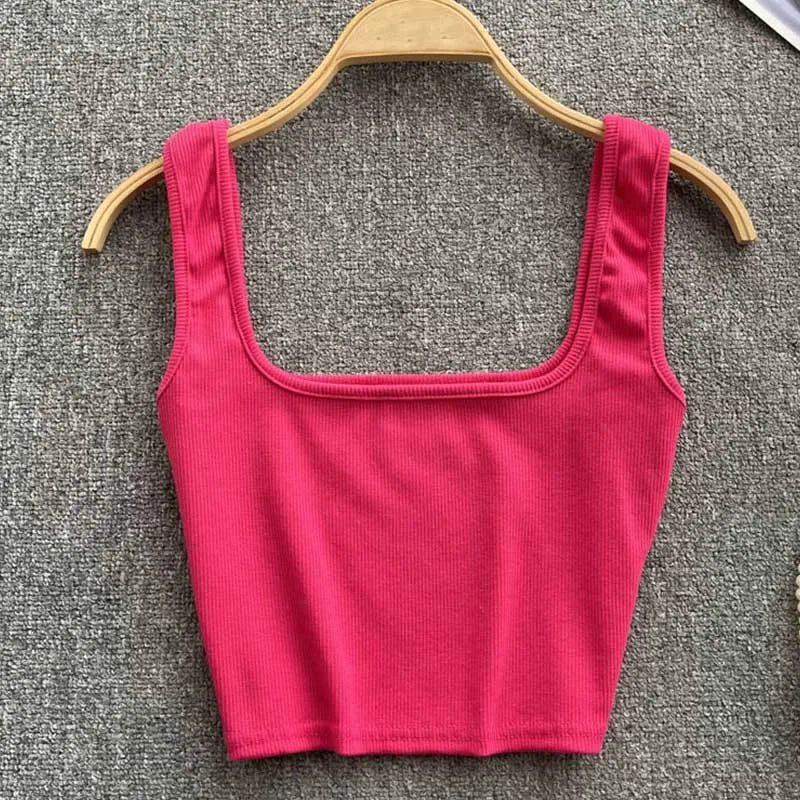 Rugloze Cropped Tanktop in Effen Kleur – Zayra